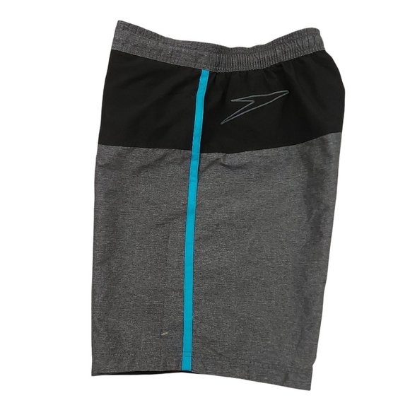 Speedo Shorts Mens Large Gray Black Swim Trunks Mesh Lined Beach Pool Summer - Picture 3 of 10